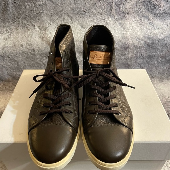 Louis Vuitton Men’s Sneakers Size 12 Us Brown Large Logo Euc - Picture 3 of 8